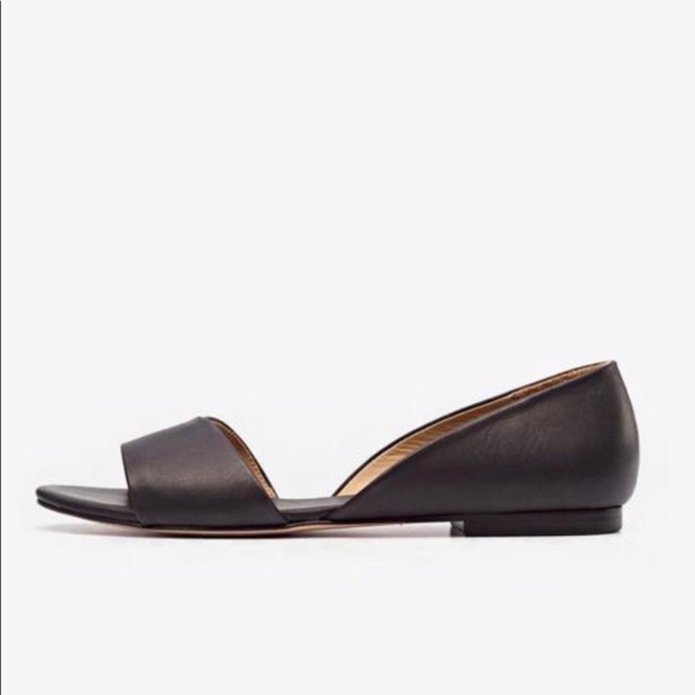 Nisolo Black Mia Peeptoe Ballerina Flats